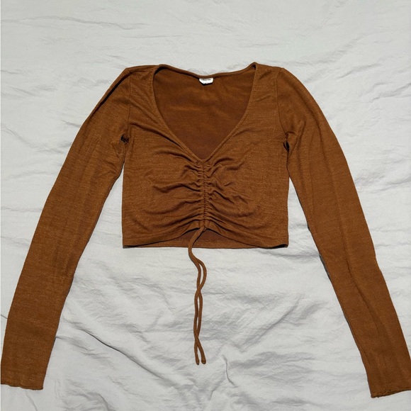 Wilfred Chestnut Ruched Crop Top - Picture 1 of 3